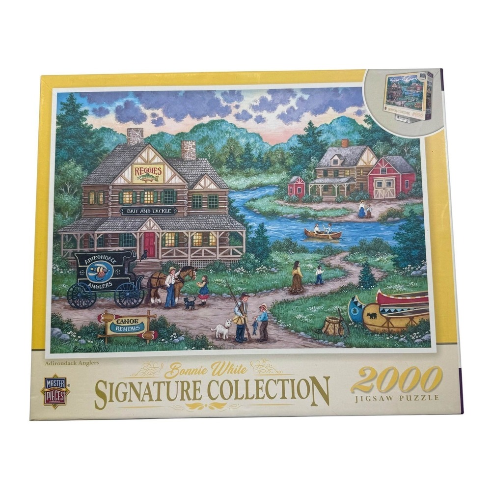 MasterPieces Bonnie White Adirondack Anglers 2000 Piece Jigsaw Puzzle UNCOUNTED